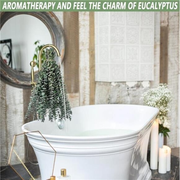 10 Pcs Dried Eucalyptus Stems 17" Real Eucalyptus for Shower Hanging - Picture 4 of 7